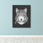 Wolf Dog Motorradfahrer Leinwanddruck (Insitu (Holzboden))