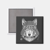 Wolf Dog Motorradfahrer Magnet (Vorderseite/Rückseite)