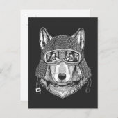Wolf Dog Motorradfahrer Postkarte (Vorne/Hinten)