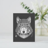 Wolf Dog Motorradfahrer Postkarte (Stehend Vorderseite)