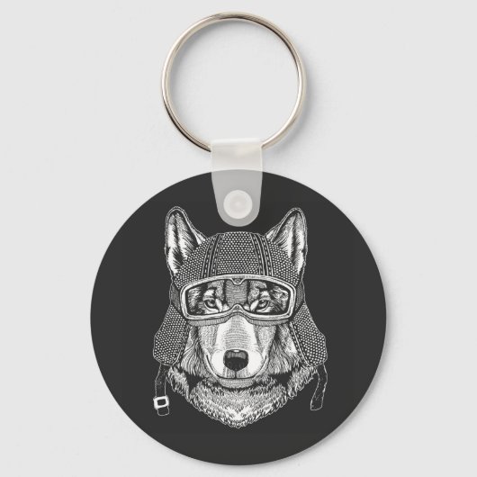 Wolf Dog Motorradfahrer Schlüsselanhänger (Vorderseite)