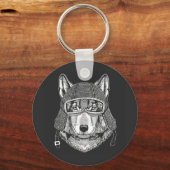 Wolf Dog Motorradfahrer Schlüsselanhänger (Vorderseite)