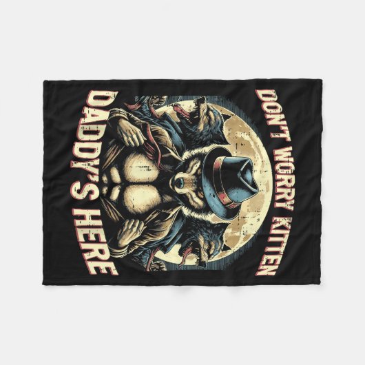 Wolf Dont Worry Kitten Daddys Here Meme Cringe Men Fleecedecke (Vorderseite (Horizontal))