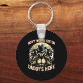 Wolf Dont Worry Kitten Daddys Here Meme Cringe Men Schlüsselanhänger (Vorderseite)