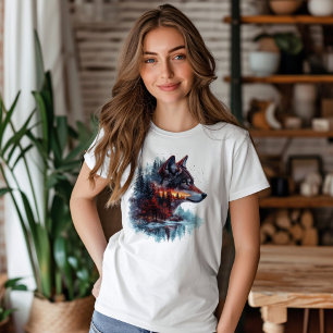 Wolf-Doppelexposition T-Shirt