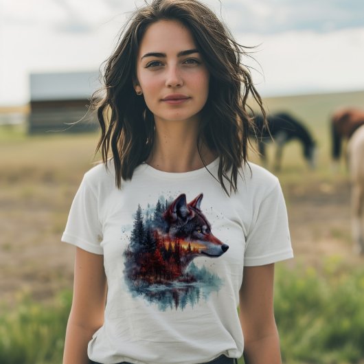 Wolf-Doppelexposition T-Shirt