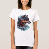 Wolf-Doppelexposition T-Shirt (Vorderseite)
