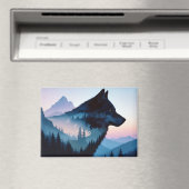 Wolf Doppelexposition Tierart Wildnis Magnet (In Situ (Geschirrspüler))
