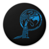 Wolf & Dragon Blue Black Keramik Knopf Keramikknauf (Vorderseite)