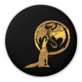 Wolf & Dragon Gold Keramik Knopf Keramikknauf (Vorderseite)
