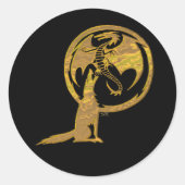 Wolf & Dragon Gold rund schwarze Aufkleber (Vorderseite)