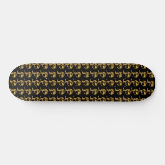 Wolf & Dragon Gold schwarze Skateboard (Horizontal)