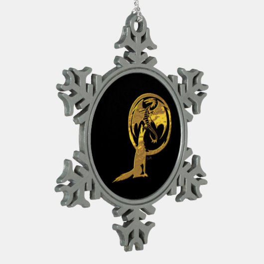 Wolf & Dragon Gold Schwarze Zinnsnowflake-Ornament Schneeflocken Zinn-Ornament (Links)