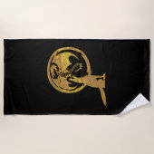Wolf & Dragon Gold schwarzes Handtuch (Vorderseite)