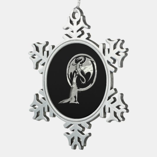 Wolf & Dragon silberfarbene Zwergschneefleckschmuc Schneeflocken Zinn-Ornament (Rechts)