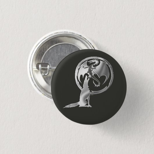 Wolf & Dragon silberne Schaltfläche Button (Vorne & Hinten)