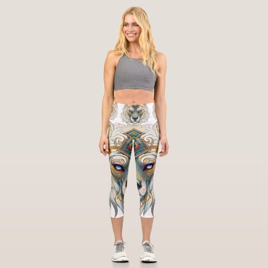 Wolf Dream Catcher Capri Leggings (Vorderseite)