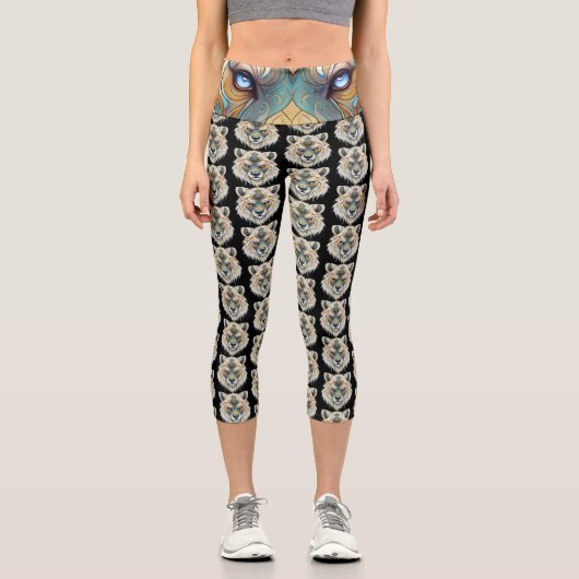 Wolf Dream Catcher Capri Leggings (Vorderseite)
