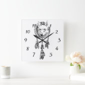 Wolf Dreamcatcher Acrylic Wall Clock Quadratische Wanduhr (Zuhause)