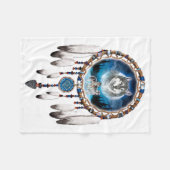 Wolf Dreamcatcher Fleecedecke (Vorderseite (Horizontal))