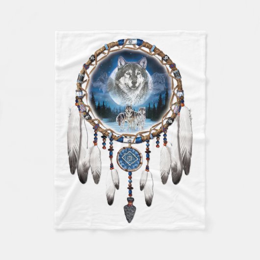 Wolf Dreamcatcher Fleecedecke (Vorderseite)