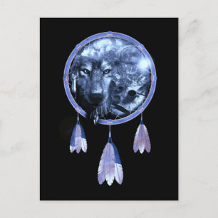 Wolf Dreamcatcher Moon Native American Wolves Postkarte