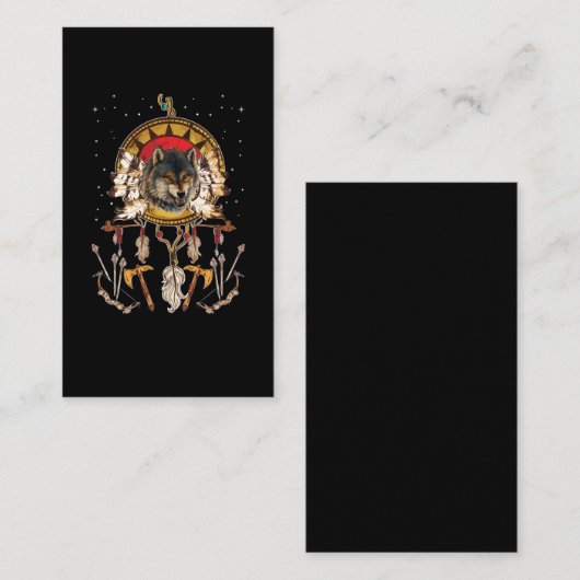 Wolf Dreamcatcher Native American Animal Visitenkarte (Vorne/Hinten)