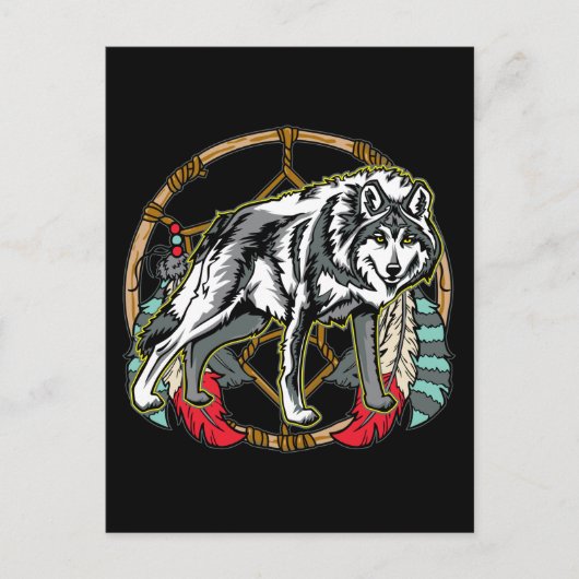 Wolf Dreamcatcher Postkarte (Vorderseite)
