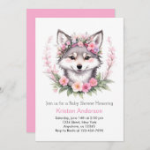 Wolf Dreamscape Pink Girl Babydusche Einladung (Vorne/Hinten)