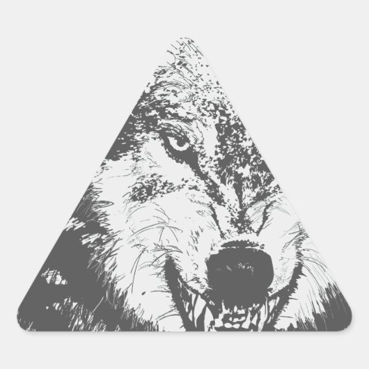 Wolf Dreieckiger Aufkleber (Vorderseite)