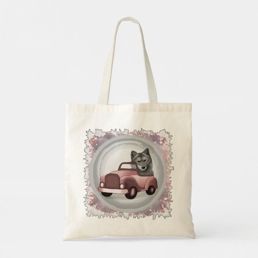 Wolf Driving Car Tote Bag Tragetasche (Rückseite)