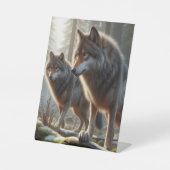 Wolf Duo in Forest 3D Look | Atemberaubende Natur Sockelschild (Vorderseite)