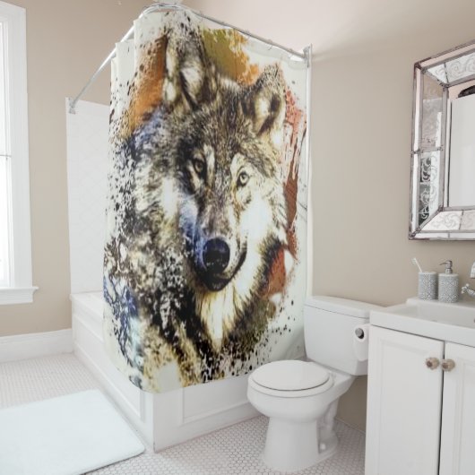 Wolf Duschvorhang (Beispiel)