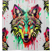 Wolf-Duschvorhang | Farbiger Wolf Head Duschvorhang (Vorderseite)
