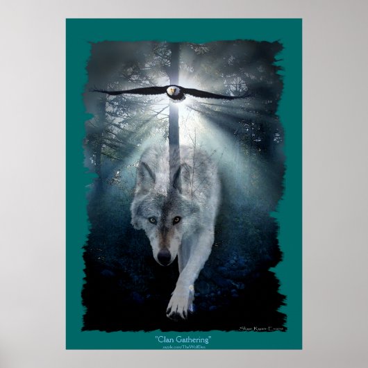 Wolf & Eagle Clan Ansammlung Wildlife Art Poster (Vorne)