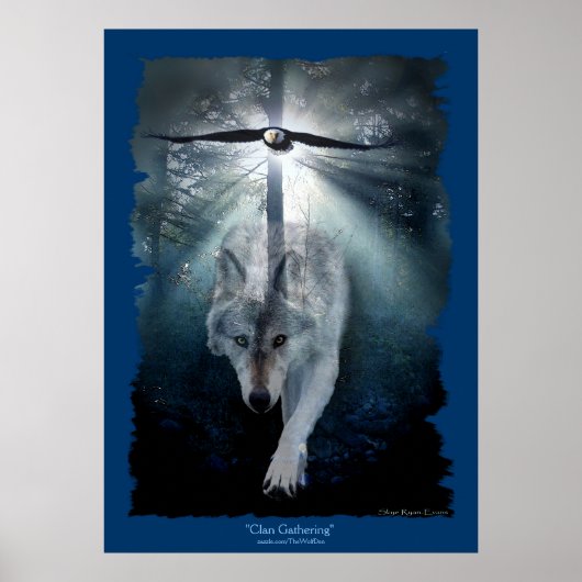 Wolf & Eagle Clan Ansammlung Wildlife Art Poster (Vorne)