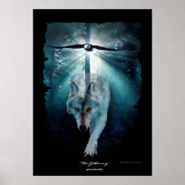 Wolf & Eagle Wildlife Ansammlung Art Poster