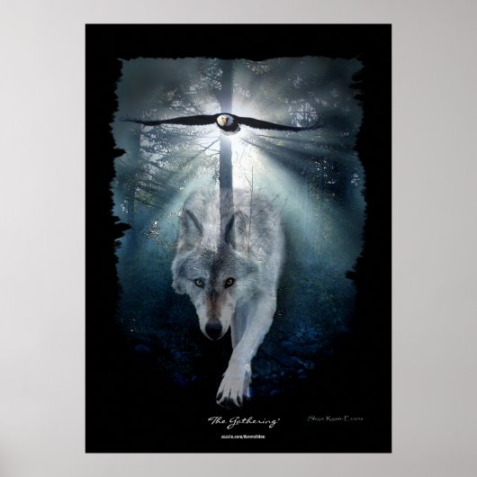 Wolf & Eagle Wildlife Ansammlung Art Poster (Vorne)