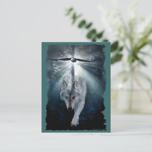 WOLF & EAGLE Wildlife Postkarte (Stehend Vorderseite)