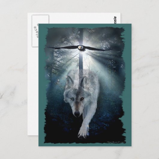 WOLF & EAGLE Wildlife Postkarte (Vorne/Hinten)