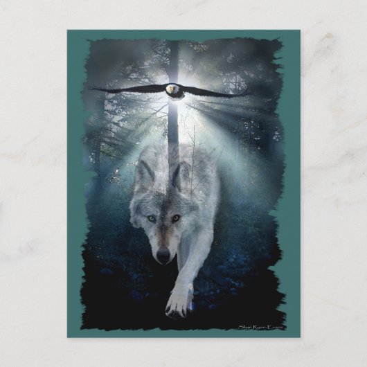 WOLF & EAGLE Wildlife Postkarte (Vorderseite)