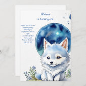 Wolf Einladung zum ersten Geburtstag (Vorne/Hinten)