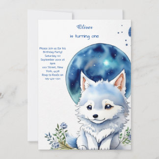 Wolf Einladung zum ersten Geburtstag
