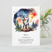 Wolf Einladung zum ersten Geburtstag (Stehend Vorderseite)