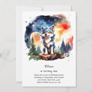 Wolf Einladung zum ersten Geburtstag