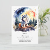 Wolf Einladung zum ersten Geburtstag (Stehend Vorderseite)