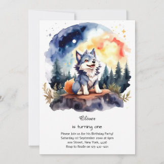 Wolf Einladung zum ersten Geburtstag
