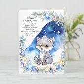 Wolf Einladung zum ersten Geburtstag (Stehend Vorderseite)