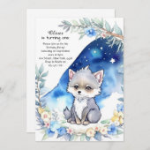 Wolf Einladung zum ersten Geburtstag (Vorne/Hinten)