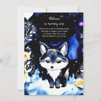 Wolf Einladung zum ersten Geburtstag